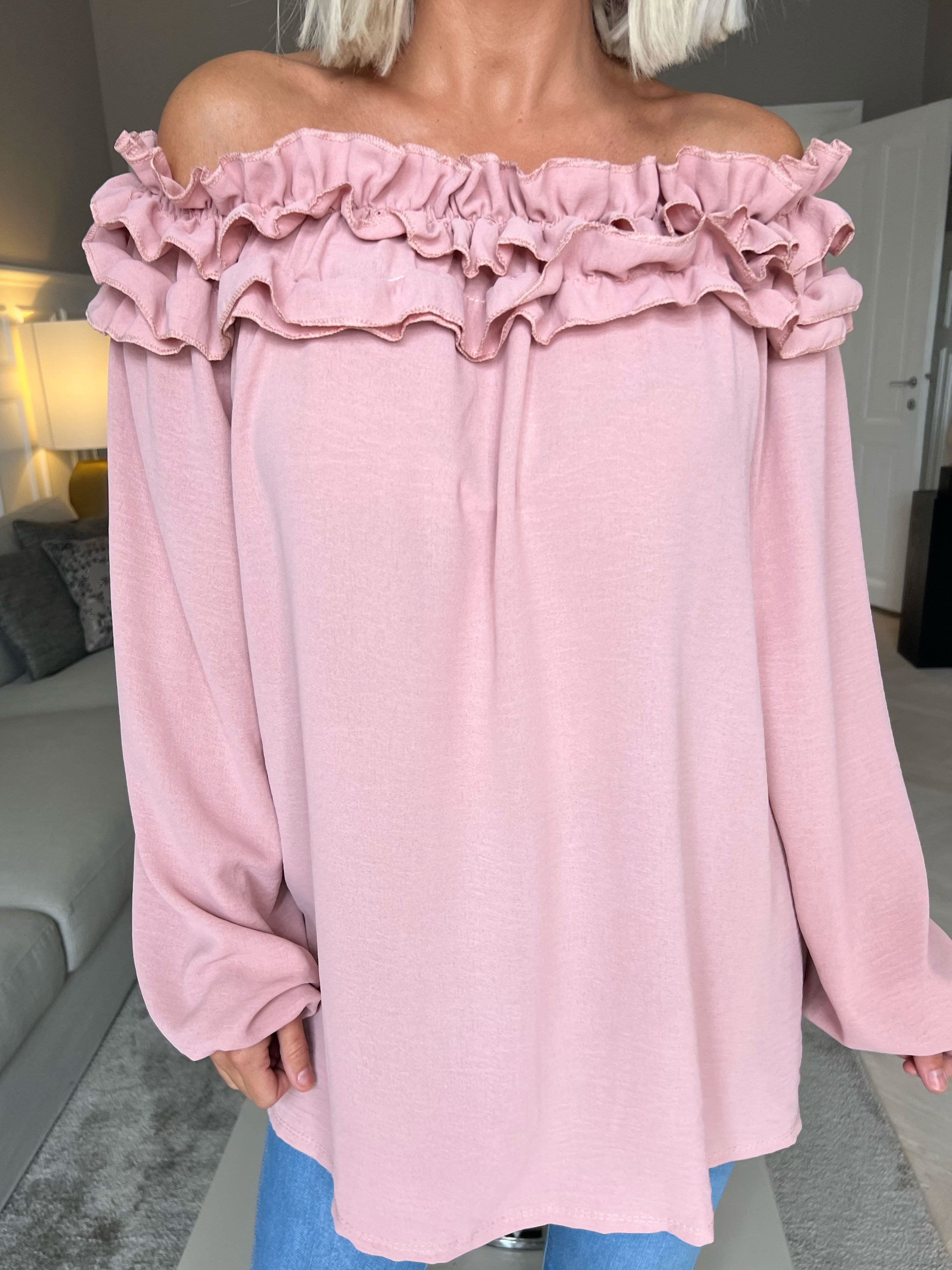 Chili - Fineste tunika bluse med flæser i udskæringen